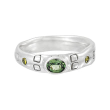 Load image into Gallery viewer, Aurora Ring | Silver with Green Sapphire and Yellow Diamonds