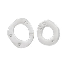 Load image into Gallery viewer, Revolution Stud Earrings | Silver with White Sapphires