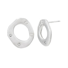 Load image into Gallery viewer, Revolution Stud Earrings | Silver with White Sapphires