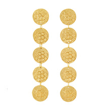 Load image into Gallery viewer, CONTINUUM Long silver stud earrings with five round textured elements | Imprint Collection | Margo Orlovik