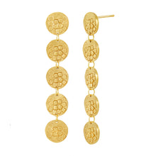 Load image into Gallery viewer, CONTINUUM Long silver stud earrings with five round textured elements | Imprint Collection | Margo Orlovik