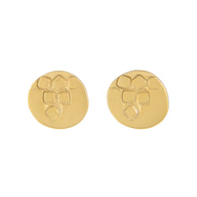 Load image into Gallery viewer, Small gold plated silver round stud earrings with square pattern | Imprint Collection | Margo Orlovik