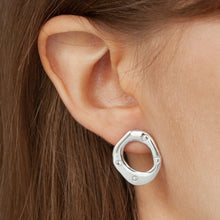 Load image into Gallery viewer, Revolution Stud Earrings | Silver with White Sapphires