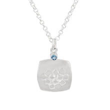Load image into Gallery viewer, Rounded square pendant with square pattern and dark aquamarine, unique, one-off | Imprint Collection | Margo Orlovik