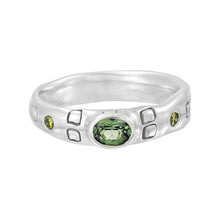 Load image into Gallery viewer, Aurora Ring | Silver with Green Sapphire and Yellow Diamonds
