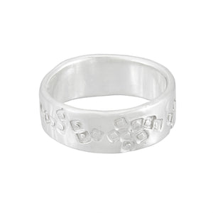 Tiny mid-weight silver band ring with delicate square pattern, unique, one-off | Imprint Collection | Margo Orlovik