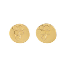 Load image into Gallery viewer, Small gold plated silver round stud earrings with square pattern | Imprint Collection | Margo Orlovik
