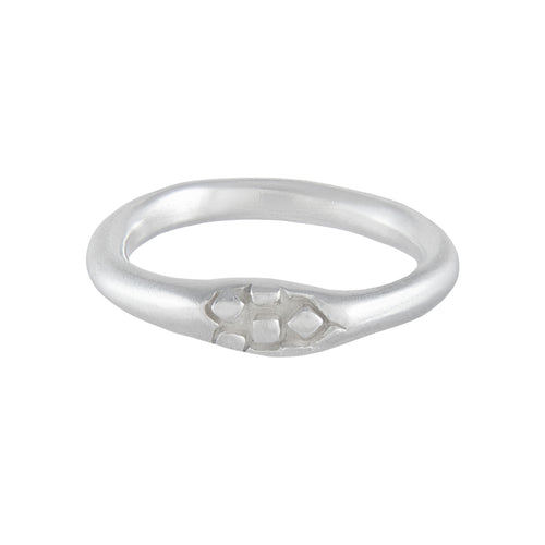 Thin silver organic band ring with square pattern | Imprint Collection | Margo Orlovik