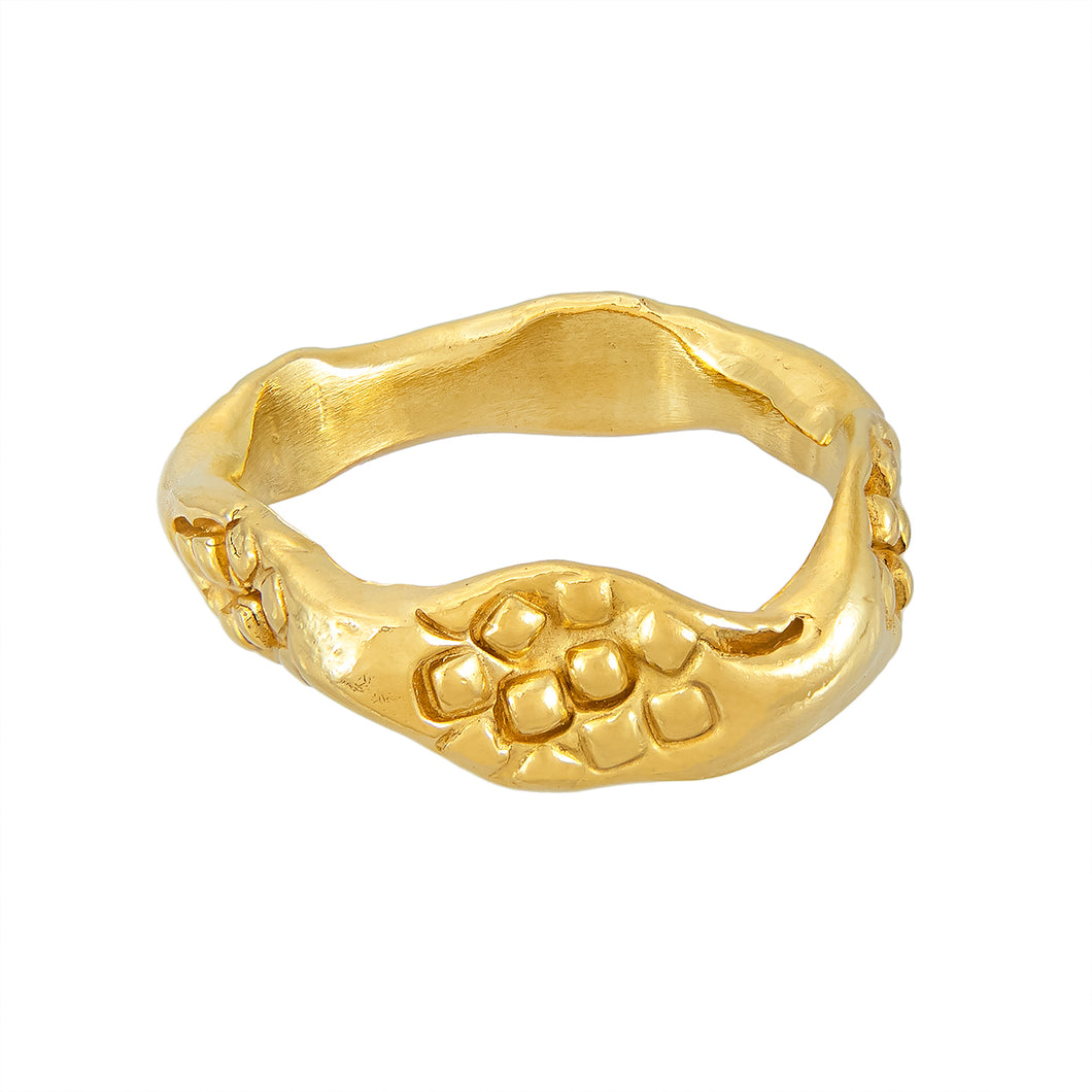 Warped and textured irregular gold plated silver ring, unique, one-off | Imprint Collection | Margo Orlovik