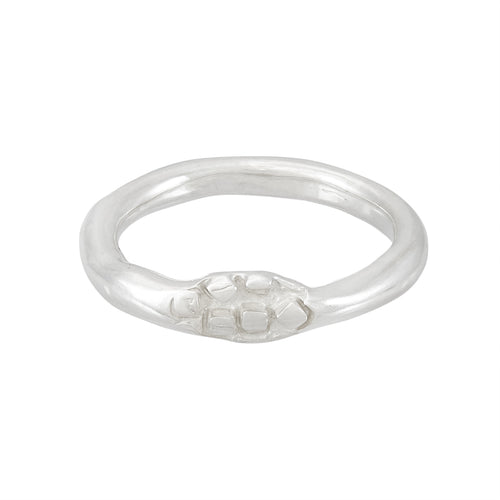 Thin silver organic band ring with square pattern, unique, one-off | Imprint Collection | Margo Orlovik