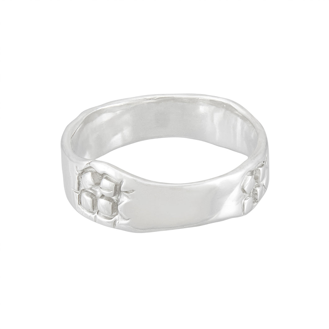 Mid-weight silver band ring with square pattern, unique, one-off | Imprint Collection | Margo Orlovik