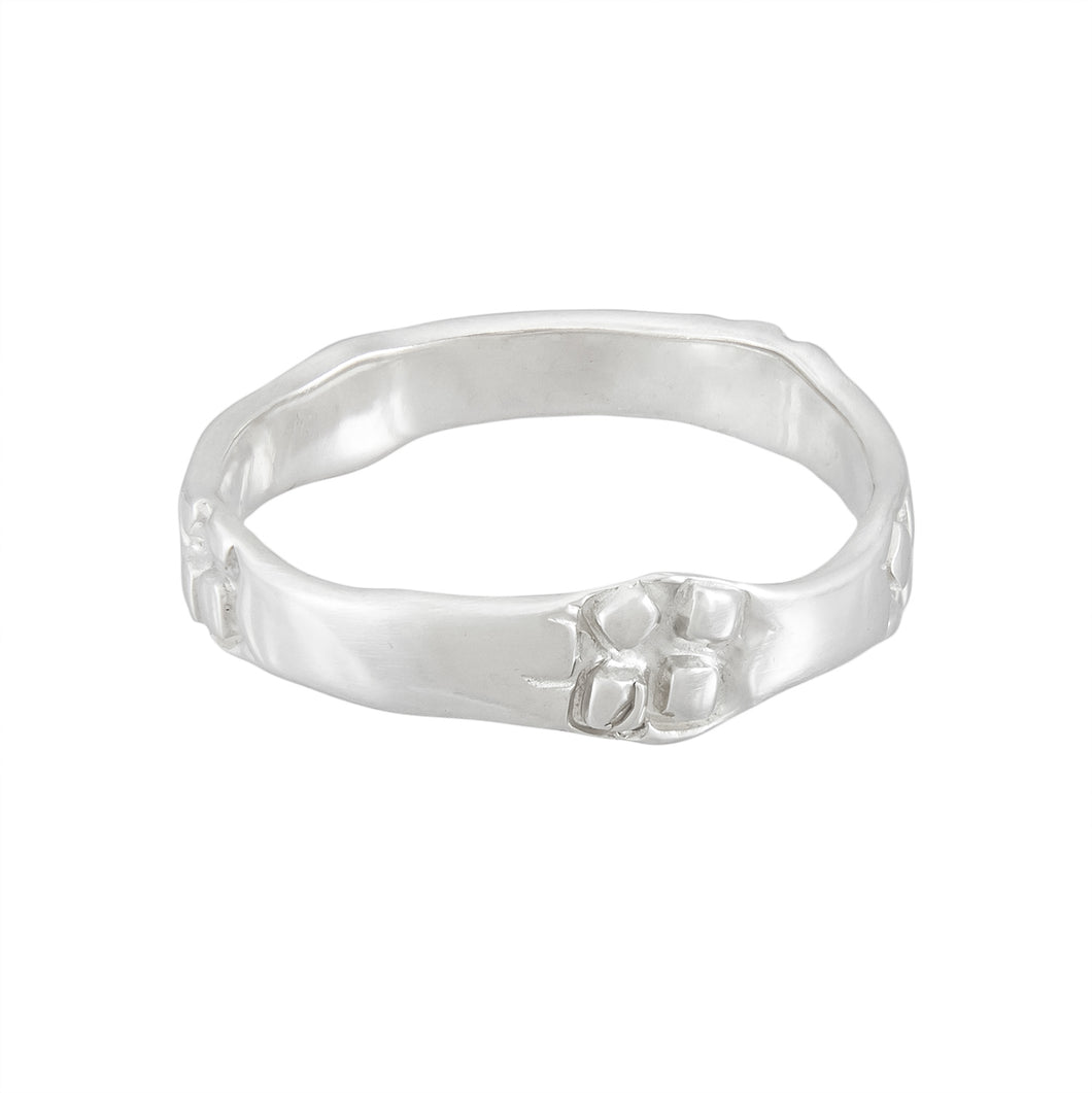 Thin delicate silver band ring with square pattern, unique, one-off | Imprint Collection | Margo Orlovik