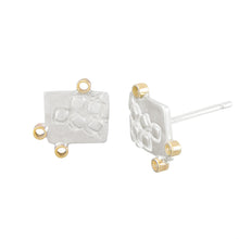 Load image into Gallery viewer, Missense Silver Stud Earrings with Tiny 9K Gold Hoops Side View | Imprint Collection | Margo Orlovik

