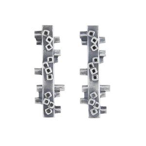 Medium length square tube stud earrings in silver Colony Collection Margo Orlovik Contemporary Jewellery