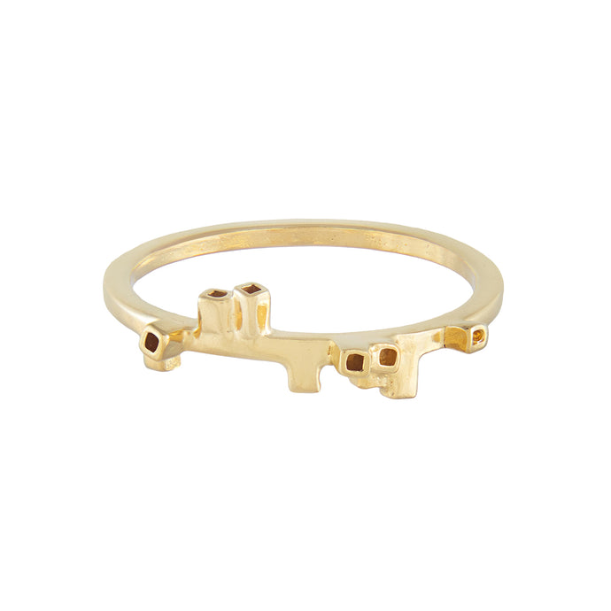 Thin ring in square wire with rectangular tube pattern in gold vermeil | Colony Collection | Margo Orlovik Contemporary Jewellery